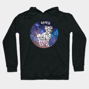 Aries Astrology Zodiac Sign - Aries  Ram Astrology Birthday Gifts Ideas - Stars or Space with White Marble Hoodie